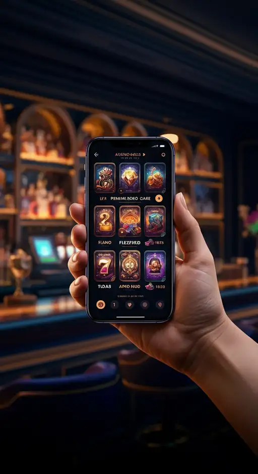 De Casino StarDice mobiele app op een modern smartphone scherm, tonend de complete en meeslepende casino-ervaring altijd binnen handbereik.