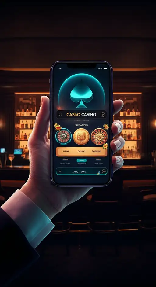 Gebruikersinterface van de StarDice Casino mobiele app met speelschermen en navigatieknoppen voor slots en live casino